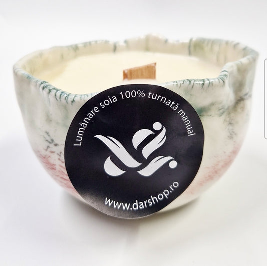 Lumânare parfumată soia Ceramică. Dimineți de iarnă